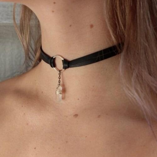 Black Choker/ Crystal Choker/ Crystal Necklace/ Chain Choker/ Healing Crystal/ Gifts for Her/ Choker