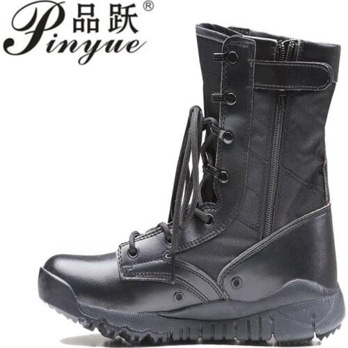 Mens Waterproof Tactical Boots Military Boots Breathable Lightweight Combat Boots Male High-top Outdoor Leather