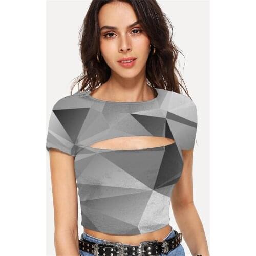 Somepet Cube T shirt Women Abstract Tshirts Casual Psychedelic T-shirts 3d Geometry Shirt Print Womens Clothing Sexy Printed