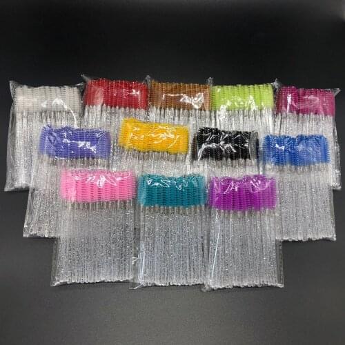 50 Disposable Eyelash Brushes Crystal makeup brush Mascara Wands Eyelashes Extension Tools Eyebrow Brush brochas maquillaje set