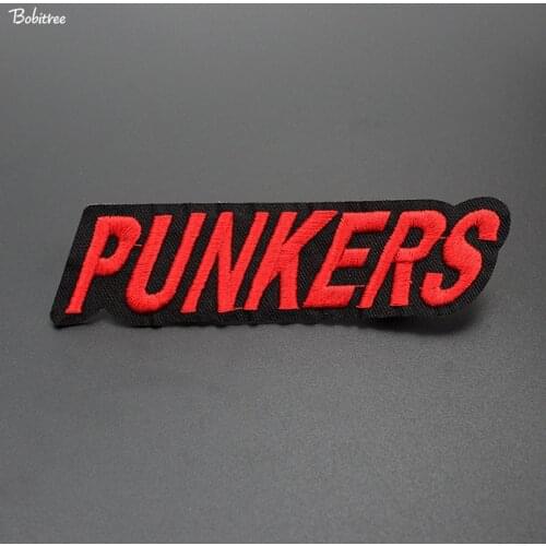 Red Letters Punkers Label Embroidered Patch Badges Iron on Sewing Stickers DIY for Clothes Jacket Jeans Applique