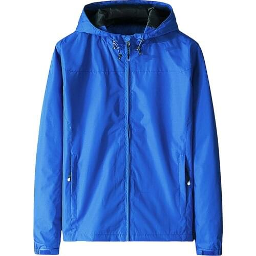 2021 Spring Mens Stand Collar Hooded Jacket Solid Color Sports Jacket for Teenagers