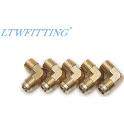 LTWFITTING Brass 5/8" OD x 1/2" Male NPT 45 Degree Flare 90 Degree Elbow Tube Fitting