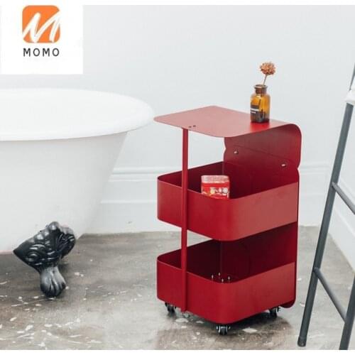 Home Mobile Metal Cart Kitchen Storage Rack 2 Shelf Rolling Wheels Cart for Bathroom