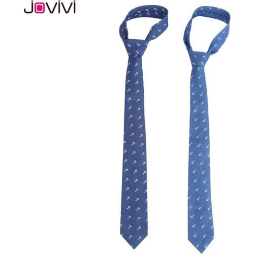 Jovivi Mens Shirt Tie Floral Denim Ties Novelty Skinny Casual Cotton Neckties for Suit Business Party 2 Colors Optional