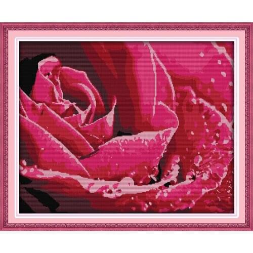 Everlasting Love Dewdrop Rose Chinese Cross Stitch Kits Ecological Cotton Clear Stamped Printed 14 11CT DIY Christmas Decoration