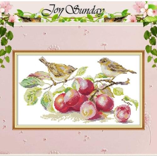 Little bird and apricot Animals pattern counted 11CT 14CT Cross Stitch Set DIY Cross-stitch Kit Embroidery Needlework Home Decor