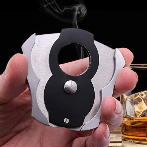 New 1pcs V-Cut Pocket Size Smoke Cigar Cutter Stainless Steel Black/Silver Cigar scissors Clipper cigar accessories FOR Men gift