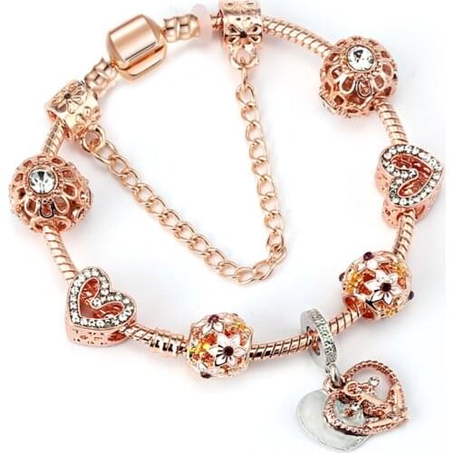 2021 Spring And Summer New DIY Anchor Flower Rose Gold Snake Bone Chain, Charm Women Bracelet Brand Jewelry Direct Shipment