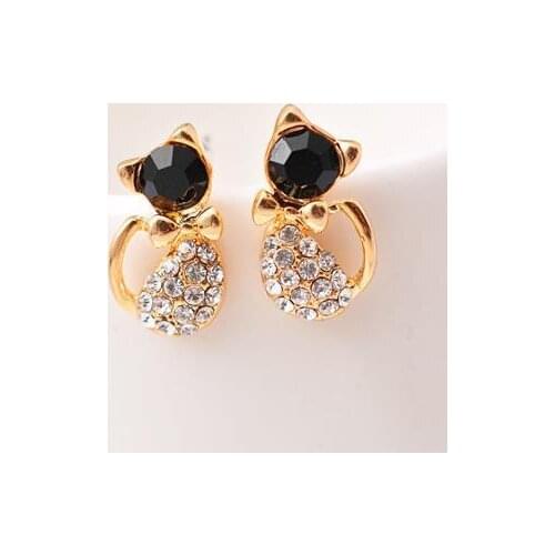 New fashion Cute rhinestone bow, cat earrings For Women girl Accessories jewelry wholesale
