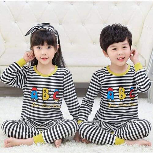 Boys Girls Pajamas 2020 Autumn Long Sleeves Childrens Clothing Set Sleepwear Cotton Pyjamas Sets For Kids Clothes T shirt Pants
