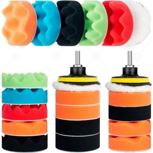 Car Polishing Disc Self-Adhesive Buffing Waxing Sponge Wool Wheel Polishing Pad For Car Polisher Cleaning Sponge Drill Adapter