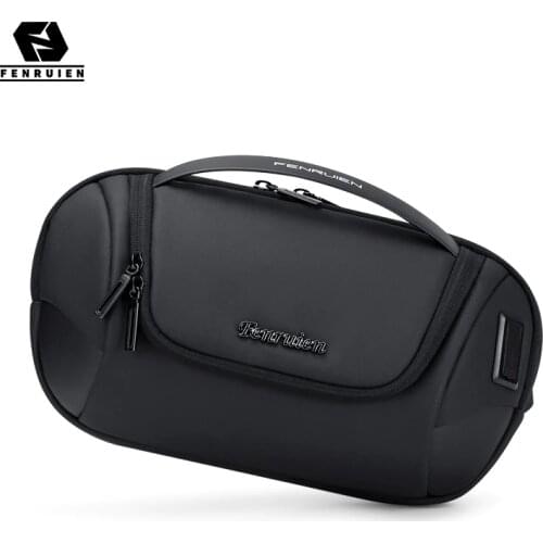 Fenruien Casual Shoulder Bags For Men Waterproof Multifunction Men Crossbody Bag USB Charge Chest Bag Fit 9.7 Inch iPad 2021 New