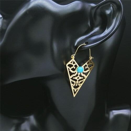 India Stainless Steel Stone Eye Circle Earrings for Women Gold Color Earings Bohemia Jewelry boucle oreille femme E9301S04