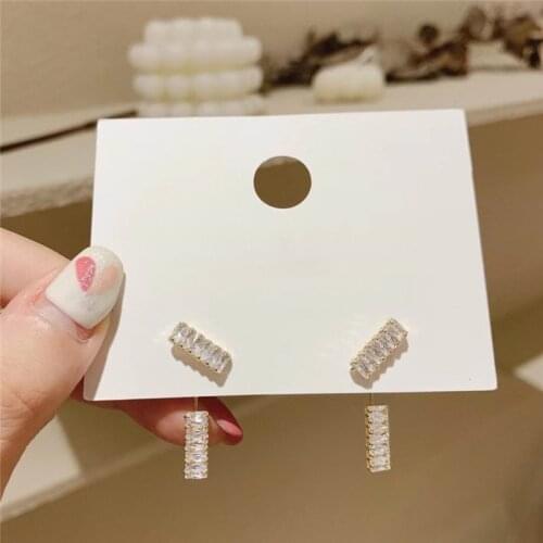 Korean Zircon Front And Back Bar Earrings For Women Creative New Fashion Earings Jewelry Wholesale
