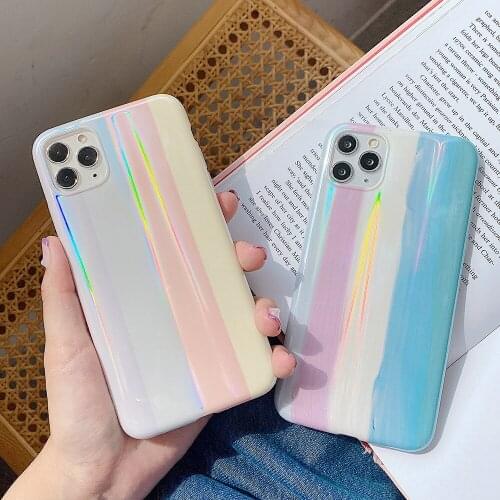 Laser Aurora Soft Shell Rainbow for IPhone 11 12 Pro Max SE2020 7 8 Plus Silicone Phone Case for X XS XR XSMAX Protective Cover
