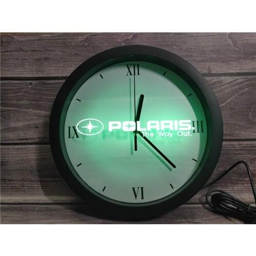 0D142 Polaris Snowmobile logo Sale APP RGB 5050 LED Neon Light Signs Wall Clock