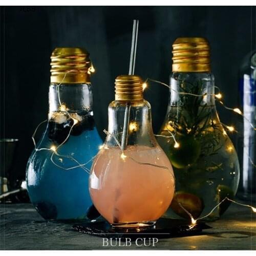 Creative Lamp Bulb Shape Cocktail Glass Juice Drink Portable Tubularis Bottle Cute Personality Wine Cup For Bar Club Home Party
