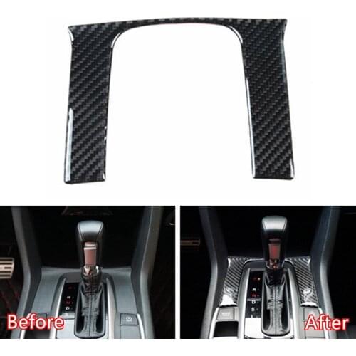 YAQUICKA Carbon Fiber Car Interior Gear Shift Box Panel Cover Sticker Trim Styling For Honda Civic 2016 2017 Auto Accessories