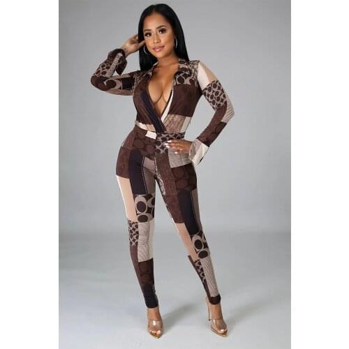 New Style Trumpet Sleeve Jacket Two-Piece Womens 2021 Spring and Summer Printed Split V-Neck Womens Trousers Two-Piece Suit