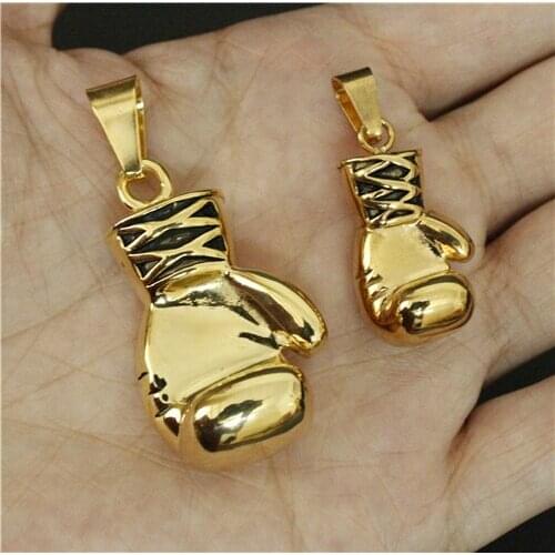 Gold Mens 48g/18g Biker Heavy Boxing Glove Pendant 316L Stainless Steel Biker Pendant For Men