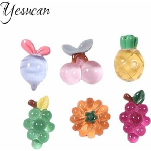 10pcs Fruit Flatback Resin Miniatures Toys DIY Crafts Jewelry Flatback Phone Shell Patch Arts Kids Hair Accessories Materials