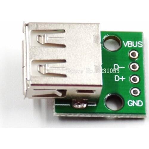10PCS/LOT Type A Female USB To DIP 2.54MM PCB Board Adapter Converter Connector USB-03 4 Pin 2.0 Socket