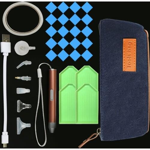 5D DIY Diamond Painting Tools and Accessories Kits LED Lighting Point Drill Pen Clay Tray stylo Diamond Embroidery Tray Box sets