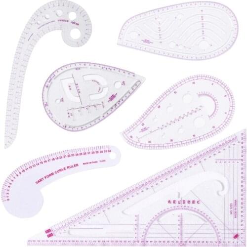 6pcs/set Tailor Comma Curve Sleeve Cage Ruler Measure Sewing Dressmaking Yardstick Drawing Template Patchwork Tool