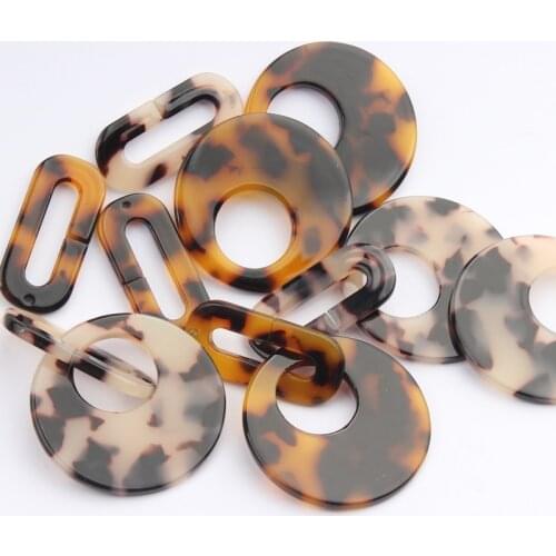 Acetate Resin Leopard Geometric Round Oval Charms Connector 6pcs/lot For DIY Fashion Drop Earrings Making Accessories