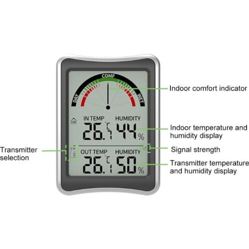50meter 164ft Wireless Weather Station Indoor Outdoor Max Min Thermometer Hygrometer ℃ ℉with Forecast Sensor Transmitter