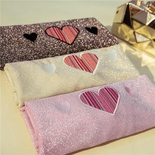 Shiny Oversized T Shirt Streetwear Ladies Summer Tops Embroidery Heart Korean Clothes Short sleeve