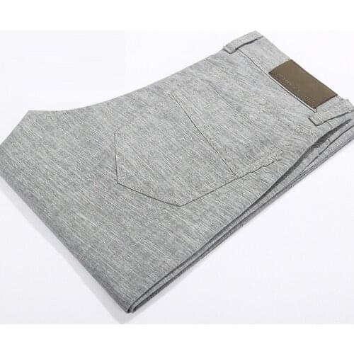 Mens Casual Pants Summer Thin Cotton and Linen Casual Long Pants Mens Youth Slim Solid Color Casual Pants Size 28-33 34 36 38