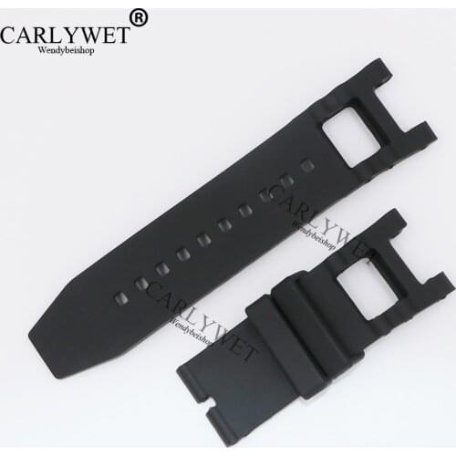 CARLYWET 28mm New Black Strap Waterproof Rubber Replacement Watch Band Strap Belt For Noma III Noma 3 - 18520 19828