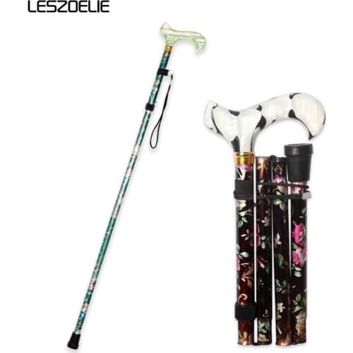 12 Colors Floral Folding Walking Stick Women 2020 Decorative Fashionable Walking Cane Lady Luxury Adjustable Walking Stick Canes