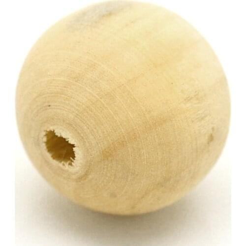 DoreenBeads 10PCs Natural Round Wood Spacer Beads 20mm(3/4")