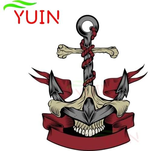 Interesting Skull Anchor Car Sticker Fashion Window Decoration Accessories Personality PVC Motorcycle Waterproof Decal 16*14cm