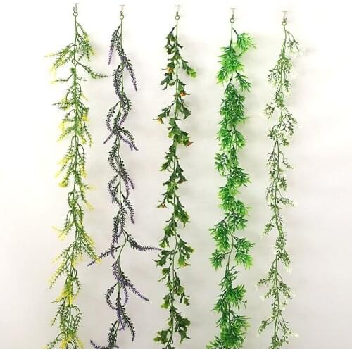 1PC Artificial Plant Wall Hanging Fake Rattan Plastic Vine Wedding Home Decoration Green Plant Flower Arrangement Supplies