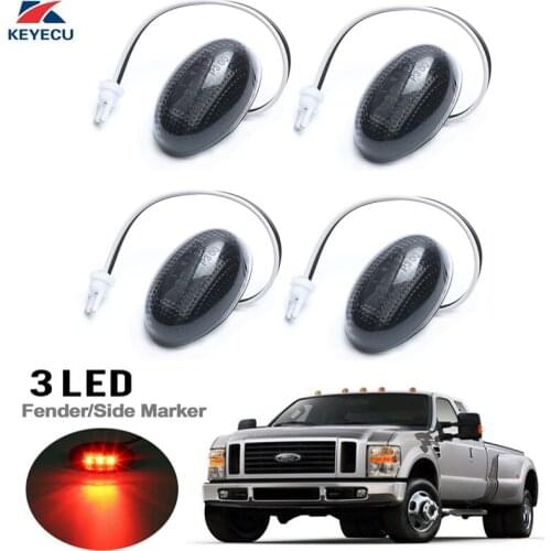 KEYECU 4Pieces 12V 3Led Front Fender Bed Side Marker Clearance Led Lights for 1999-2010 Ford Super Duty F250 F350 F450 F550