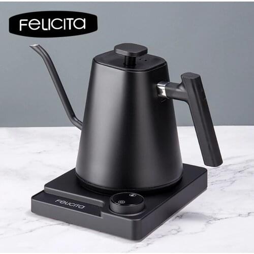 Felicita Coffee Pot Gooseneck Kettle 220V Hand-Punched Coffee Pot Instant Heating Temperature Control Kettle Pot 600ML