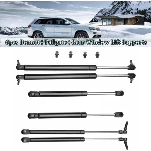 6Pcs Car Bonnet Hood Tailgate Rear Window Lift Bracket Supports Fit For Jeep Grand Cherokee WJ/WG 1999-2004 Shocks Struts Spring