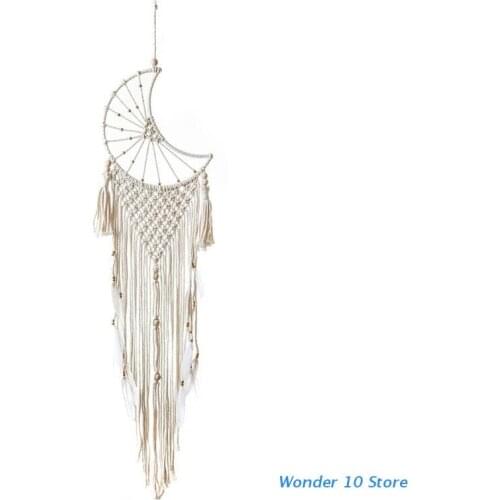 Moon Macrame Wall Hanging Tapestry Handmade Woven Boho Wall Decor Dreamcatcher