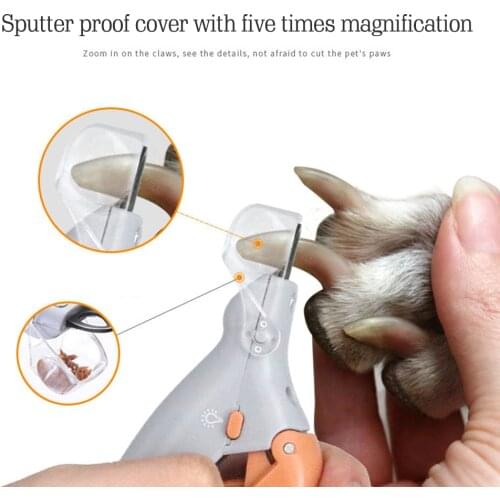 Pet Nail Clipper Anti-splash Dog Cat Nail Toe Grooming Claw Clippers LED Light Nail Trimmer for Animals Pet Supplies