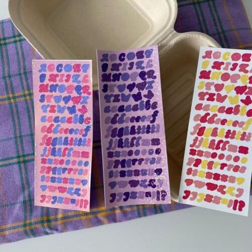 Ins Laser Colorful English Letter Cute Stickers Blingbling Flash Powder Collage Mobile Phone Stationery DIY Decorative Sticker