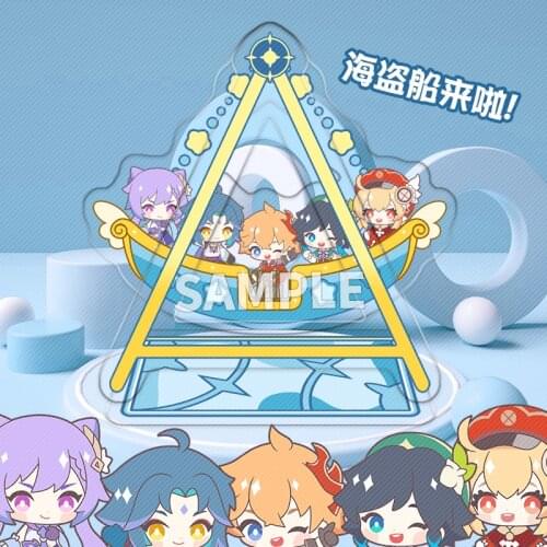 Cute Game Genshin Impact Venti Xiao Diluc Klee Sea Rover Shake Fighter Stand Figure Model Plate Toy Desktop Decor Cosplay Gift