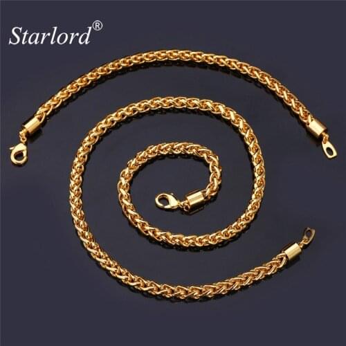 Starlord Wheat Spiga Chain For Men Jewelry Set Cool Spiga Chain Necklace Bracelet Set 6MM 55CM 22'' Wholesale NH751