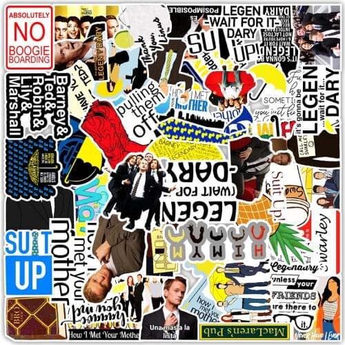 50Pcs Comedy How I Met Your Mother Stickers for Laptop Car Helmet Suitcase Computer Bike Motorcycle Adesivos Waterproof Sticker