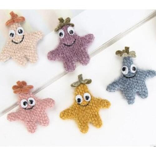 5Pcs/lot Cartoon Plush Patches DIY Cotton-filled Big Eyes Starfish Appliques Childrens Headwear Clothing Decoration Accessories