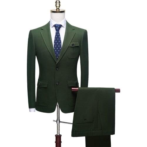 2020 new Male Suits Blazer Slim Business Formal Dress Groom Man Suit Exquisite Weeding Off ice Set Thin Blazer set Two Pieces