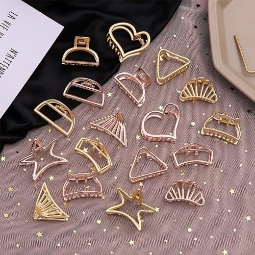 New Fashion Women Gold Geometric Simple Alloy Hollow Hair Clips Hairpin Hair Holder Claw Vintage Hair Accessories styling tools
